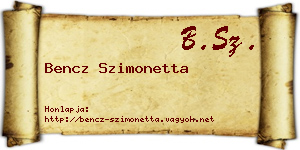 Bencz Szimonetta névjegykártya